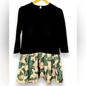 Ava & Lu Girls Long Sleeve Mock Two-Piece Dress | Size 12 | Black & Camo